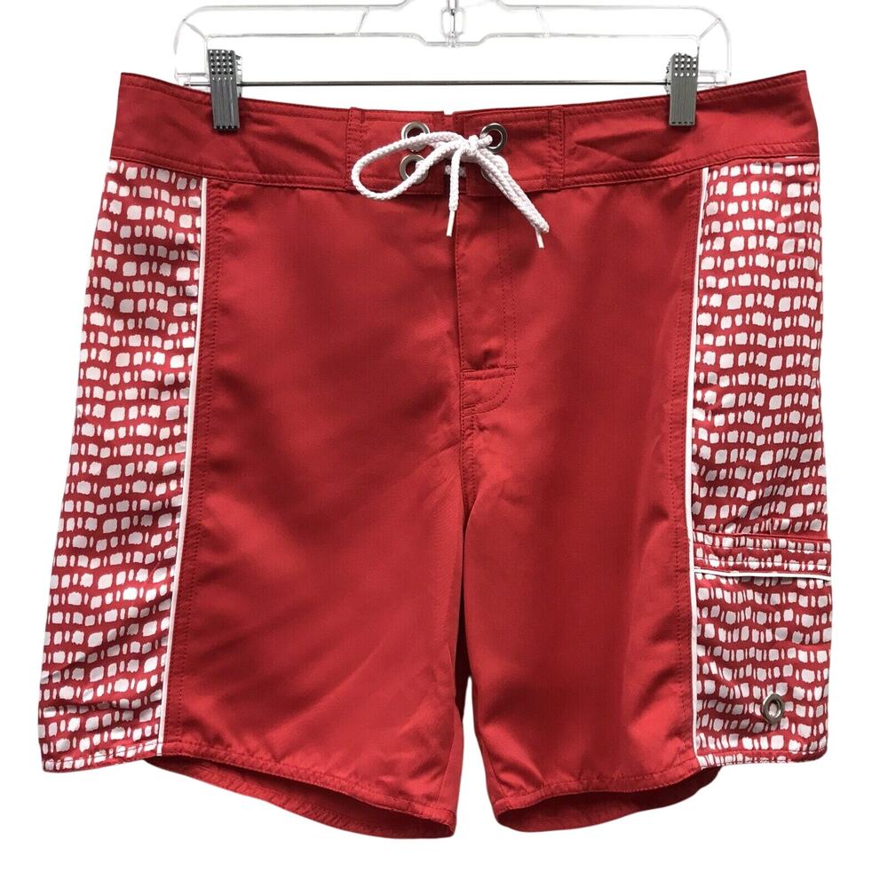 Eddie Bauer Swim Shorts Mens Medium Red White